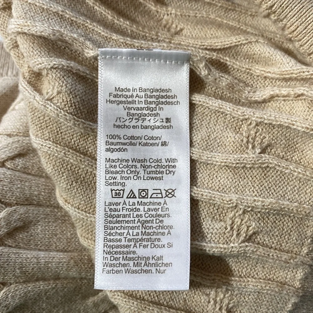 J. Crew Sleeveless Beige Cable Knit Sweater Size Medium